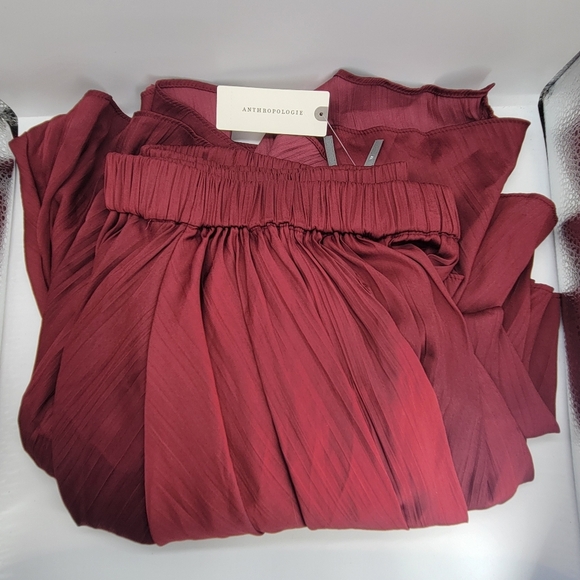 ANTHROPOLOGIE WINE BORD RUFFLED SKIRT SIZE XL ELASTIC WAIST 30" LONG POCKET - Picture 11 of 12